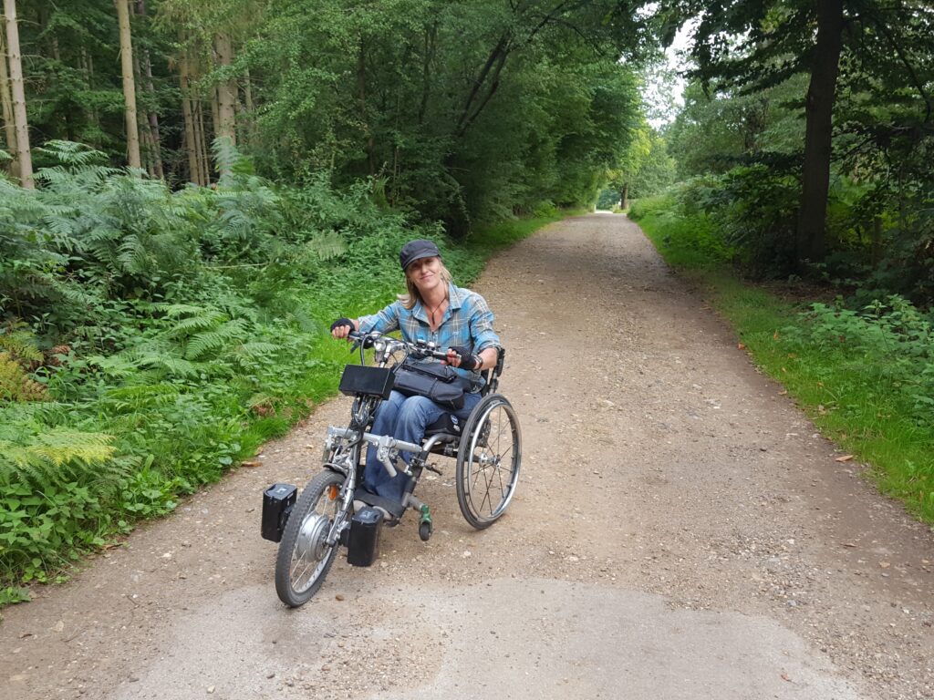Rowena Macaulay, a Good Ways community advisor, out for a walk in the woods