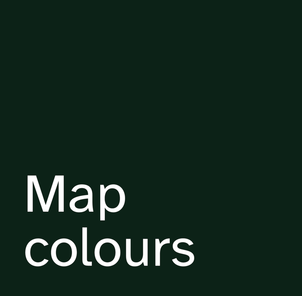 Dark green title slide with large white text reading “Map colours.”
