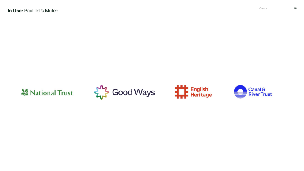 Good Ways logo using Paul Tol’s Muted palette shown alongside National Trust, English Heritage, and Canal & River Trust logos.
