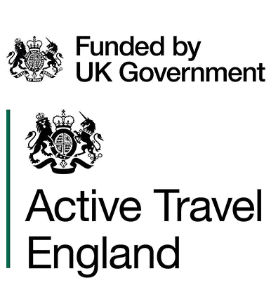 Funded by UK Government and Active Travel England logos