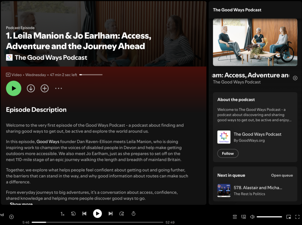 Screen grab of the Good Ways Podcast on Spotify.