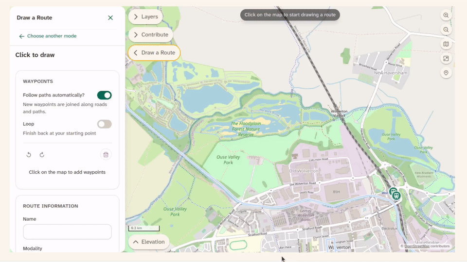 A short clip of a circular route being plotted using Good Ways